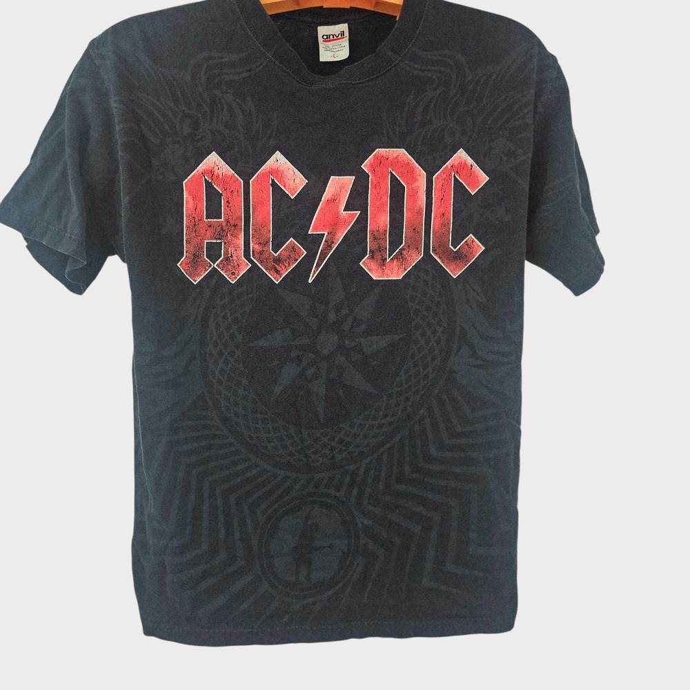 ACDC‎ Y2K VTG Tribal T-Shirt Large Black Classic Rock Short-Sleeve